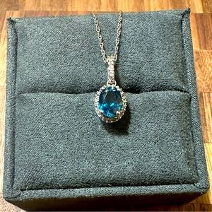 Blue Topaz and White Sapphire Necklace